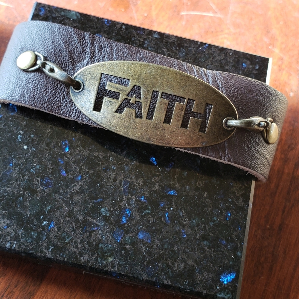 Faith Faux Leather Strap Brown Bracelet